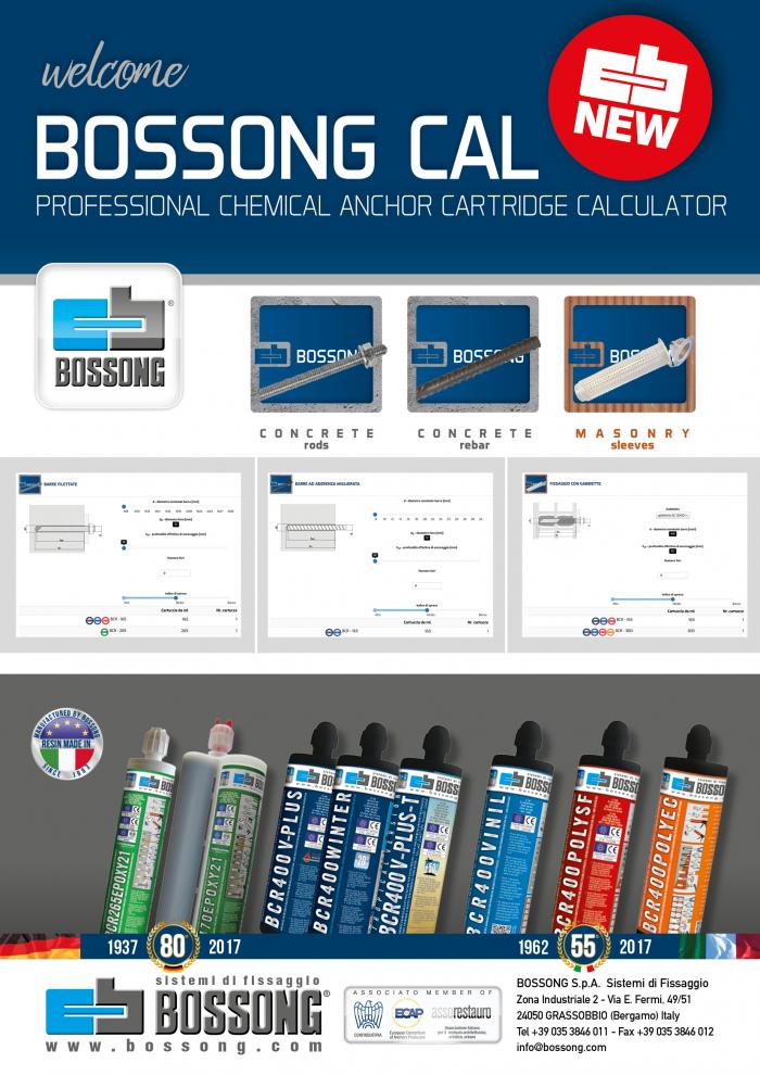 NEW BOSSONG CALCULATOR FOR CHEMICAL ANCHORS Bossong Sistemi di
