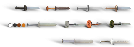 JNL Bossong light hammering anchors with stud and not, copper, inox and browned head